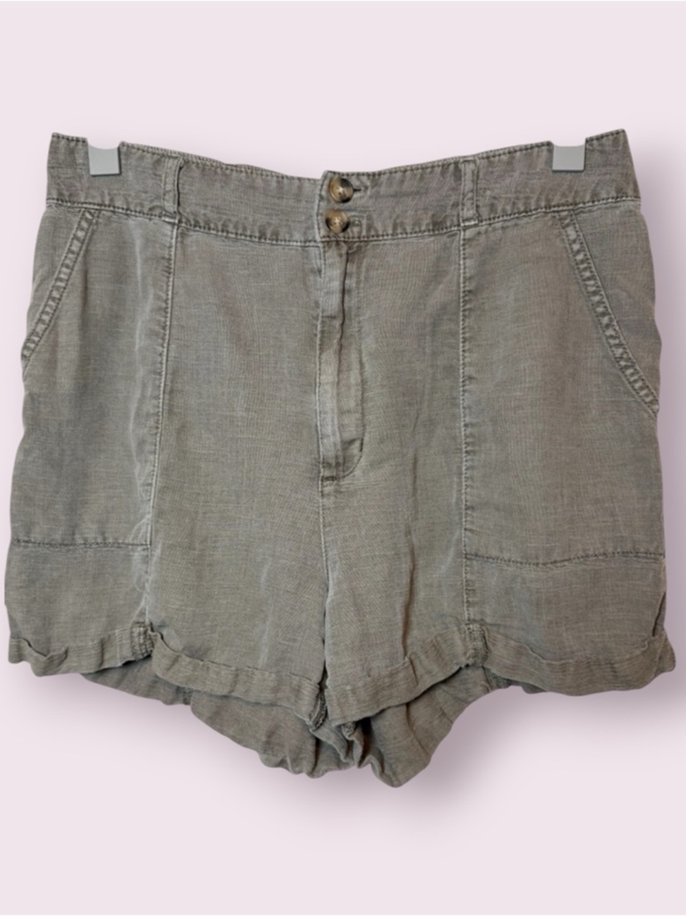 Joie Utility Cargo Linen Blend Shorts Olive Green Size 8